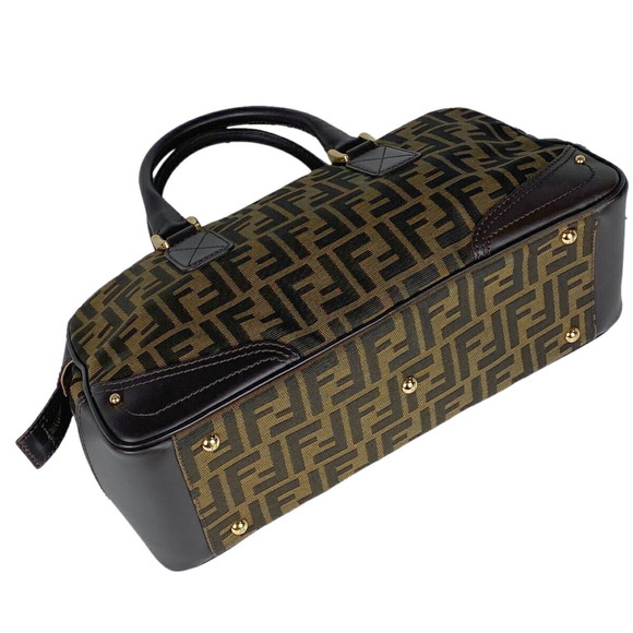 FENDI Zucca Pattern All Over Handbag Canvas Brown Black - Picture 2 of 8